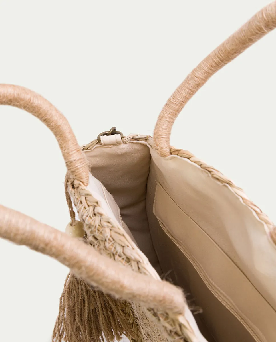 PORRONET Bolso Redondo Rafia Natural Pinets Shop