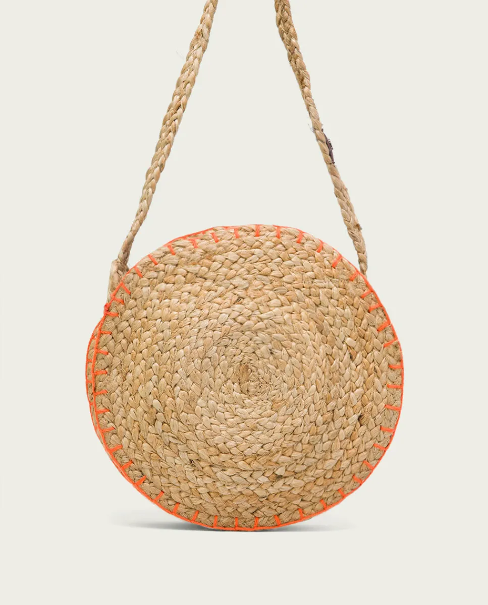 PORRONET Bolso Redondo Yute Natural Naranja Portixol Cheap