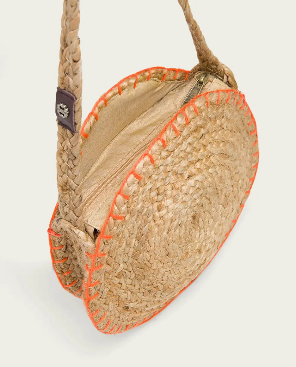 PORRONET Bolso Redondo Yute Natural Naranja Portixol Cheap