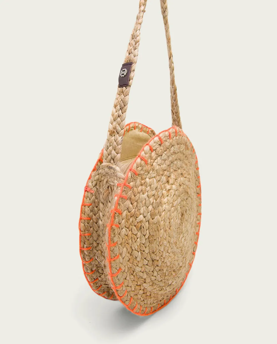 PORRONET Bolso Redondo Yute Natural Naranja Portixol Cheap