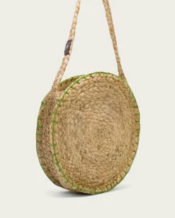 PORRONET Bolso Redondo Yute Natural Verde Portixol Hot