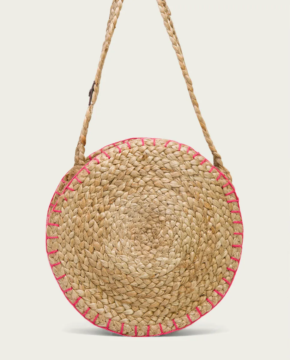 PORRONET Bolso Redondo Yute Natural Fucsia Portixol Cheap