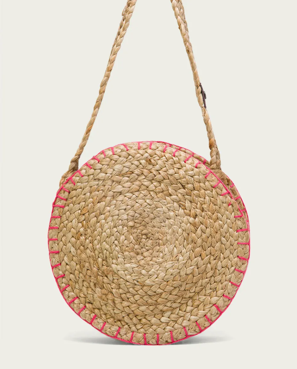 PORRONET Bolso Redondo Yute Natural Fucsia Portixol Cheap