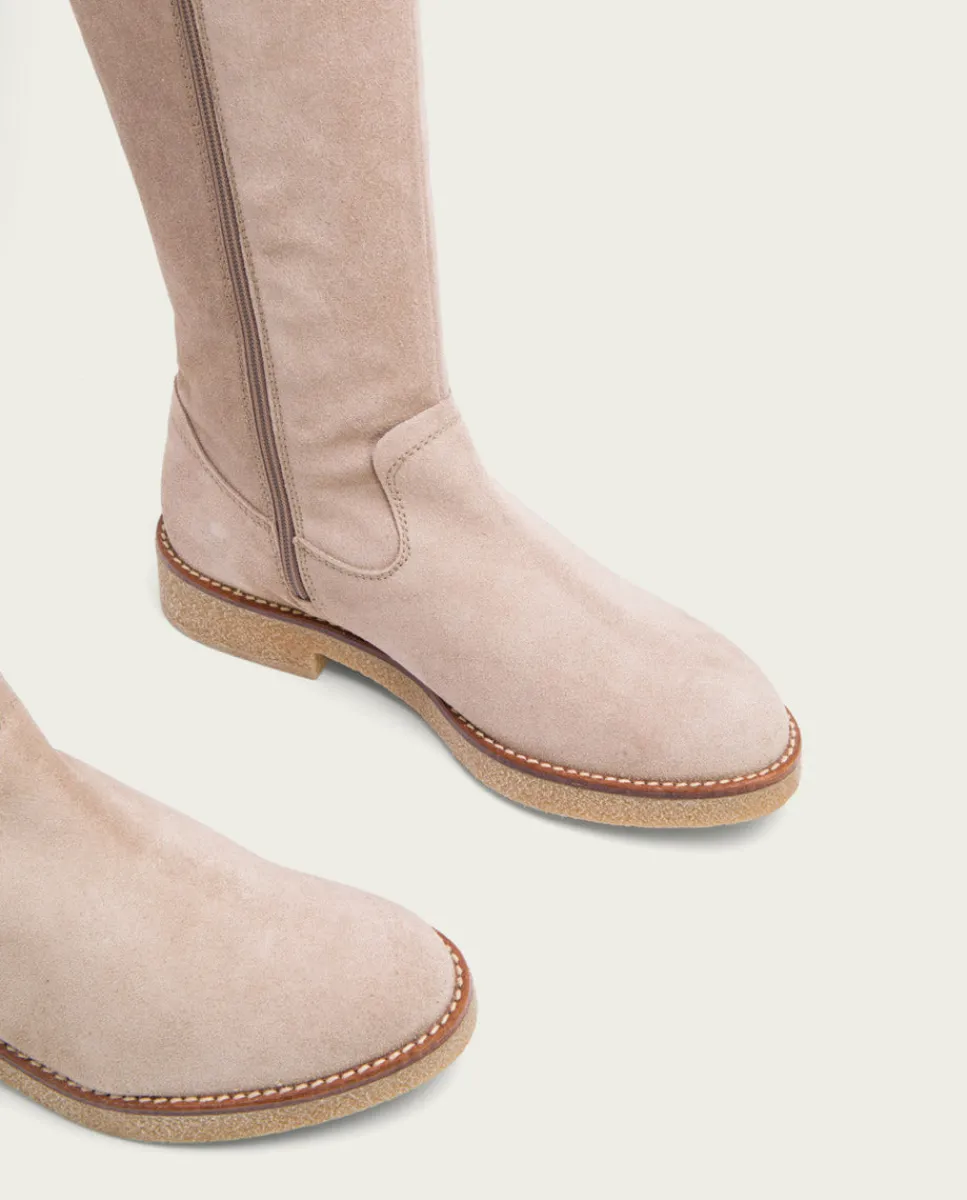 PORRONET Botas Altas Planas Arena Con Cremallera Vega Discount