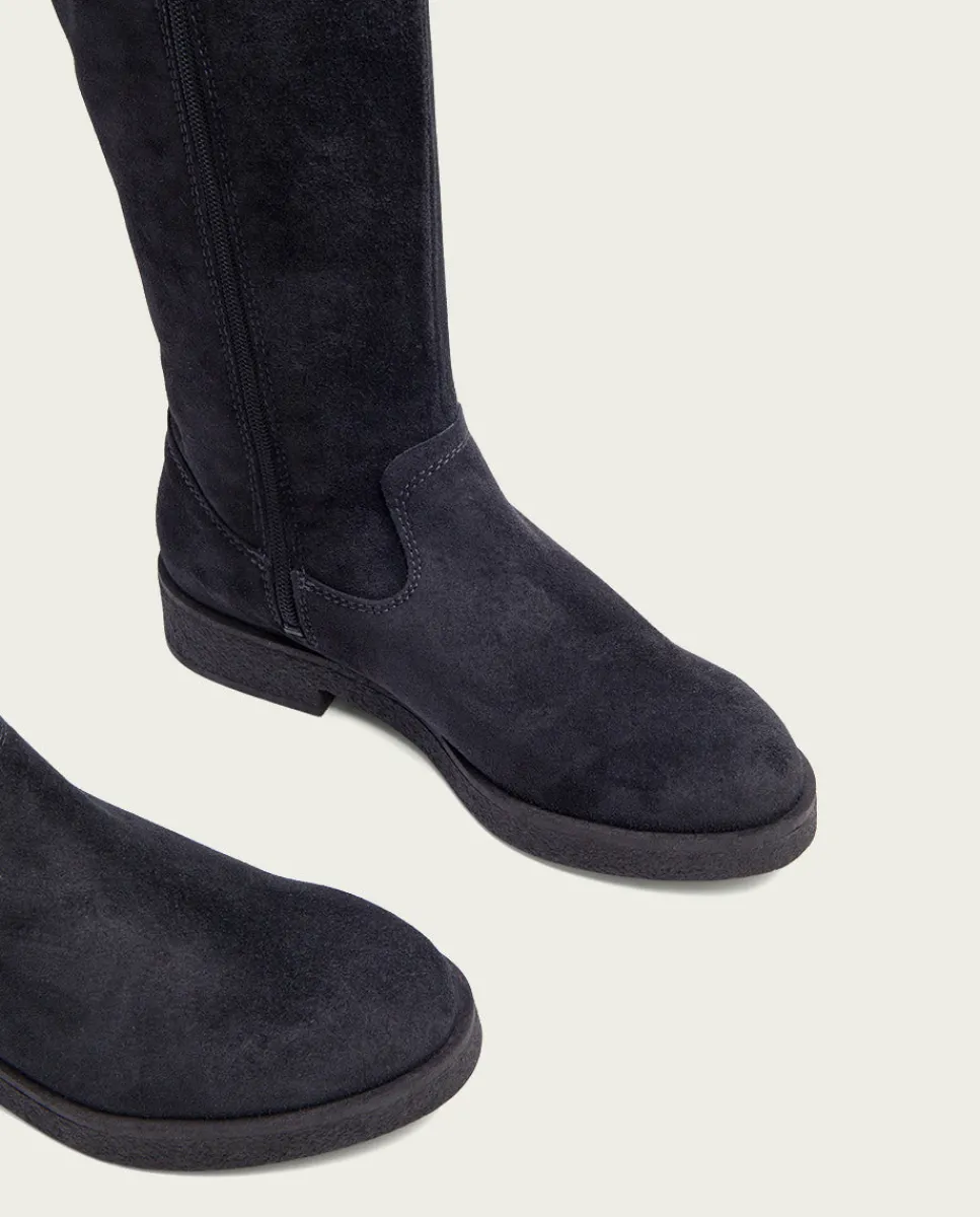 PORRONET Botas Altas Planas Carbon Con Cremallera Vega Cheap