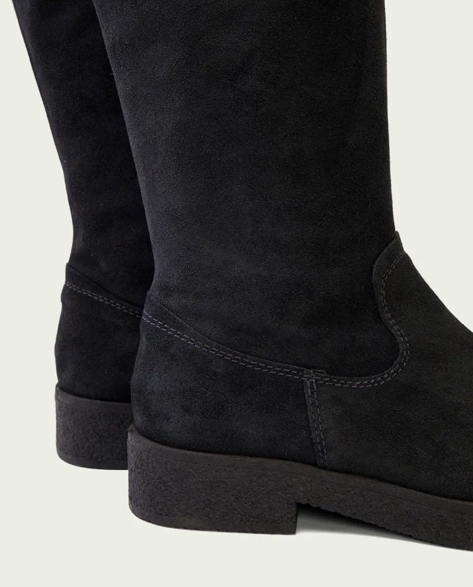 PORRONET Botas Altas Planas Carbon Con Cremallera Vega Cheap