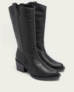 PORRONET Botas Cowboy Negra Con Cremallera Julia Best