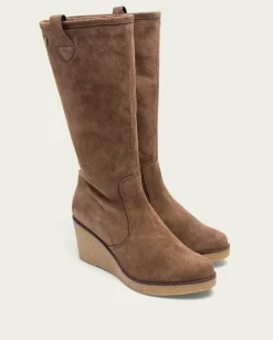 PORRONET Botas De Cuña Moka Con Cremallera Marina Outlet