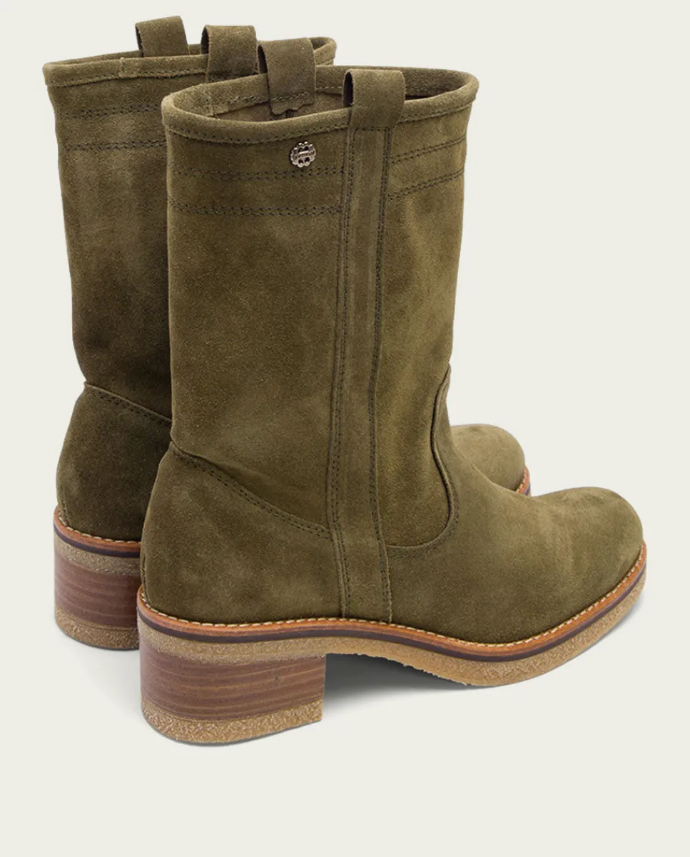 PORRONET Botas Planas Kaki Con Tiradores Paula Best Sale