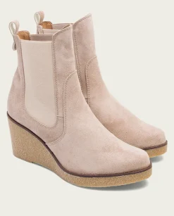 PORRONET Botines De Cuña Arena Con Elasticos Malena Fashion