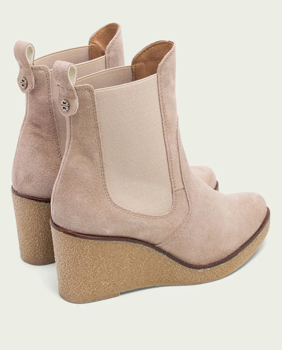 PORRONET Botines De Cuña Arena Con Elasticos Malena Fashion