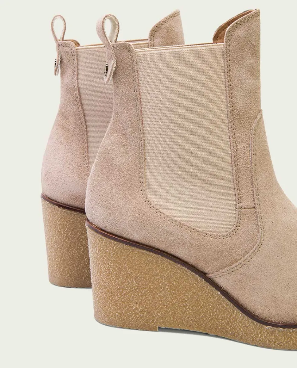 PORRONET Botines De Cuña Arena Con Elasticos Malena Fashion