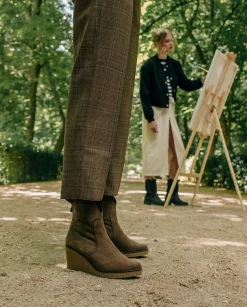 PORRONET Botines De Cuña Moka Con Cremallera Mabel Sale