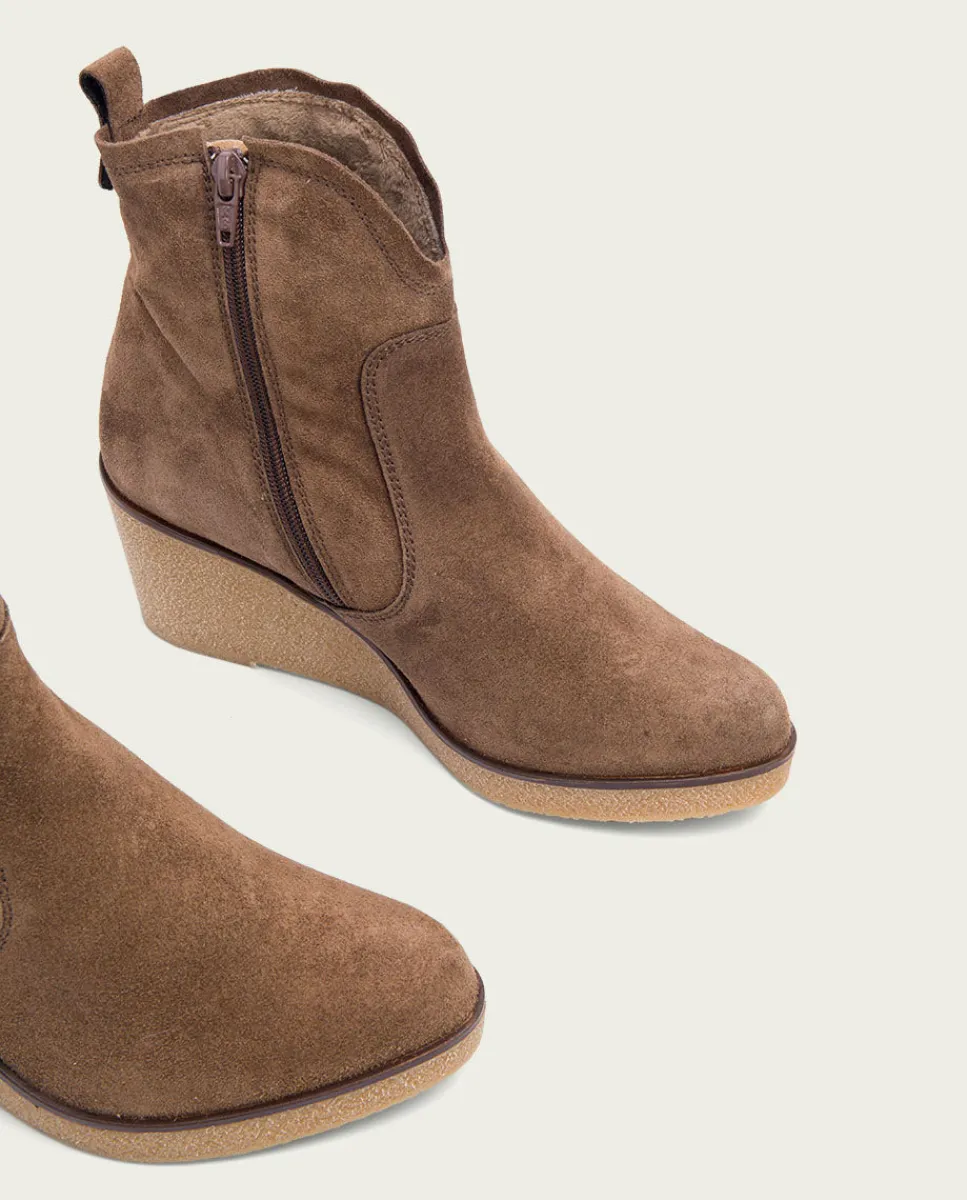 PORRONET Botines De Cuña Moka Con Cremallera Mabel Sale