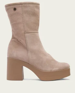 PORRONET Botines De Tacón Arena Con Cremallera Lisa Cheap