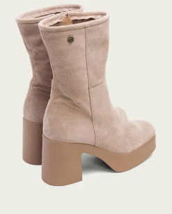 PORRONET Botines De Tacón Arena Con Cremallera Lisa Cheap