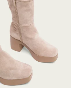 PORRONET Botines De Tacón Arena Con Cremallera Lisa Cheap