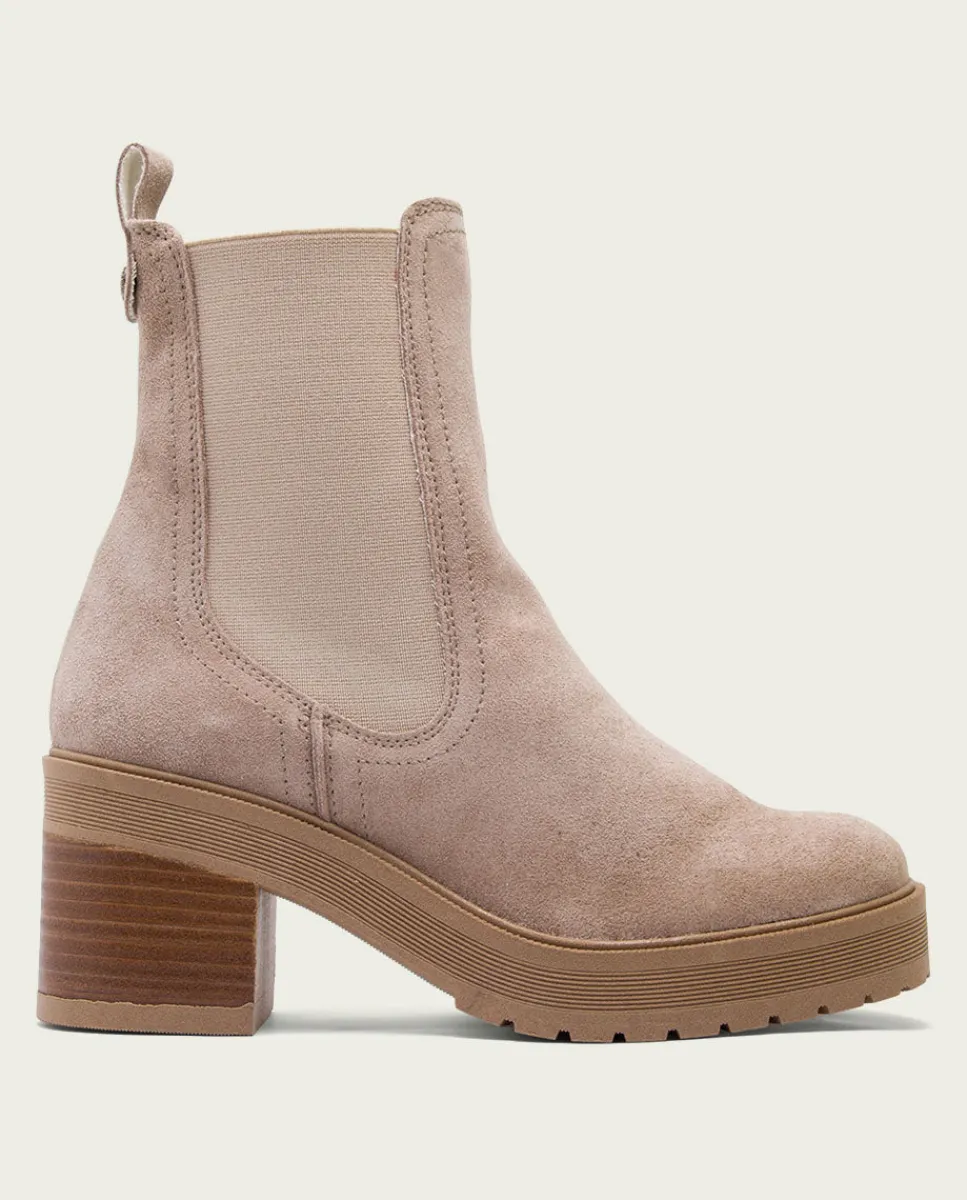 PORRONET Botines De Tacón Arena Con Elasticos Rea New