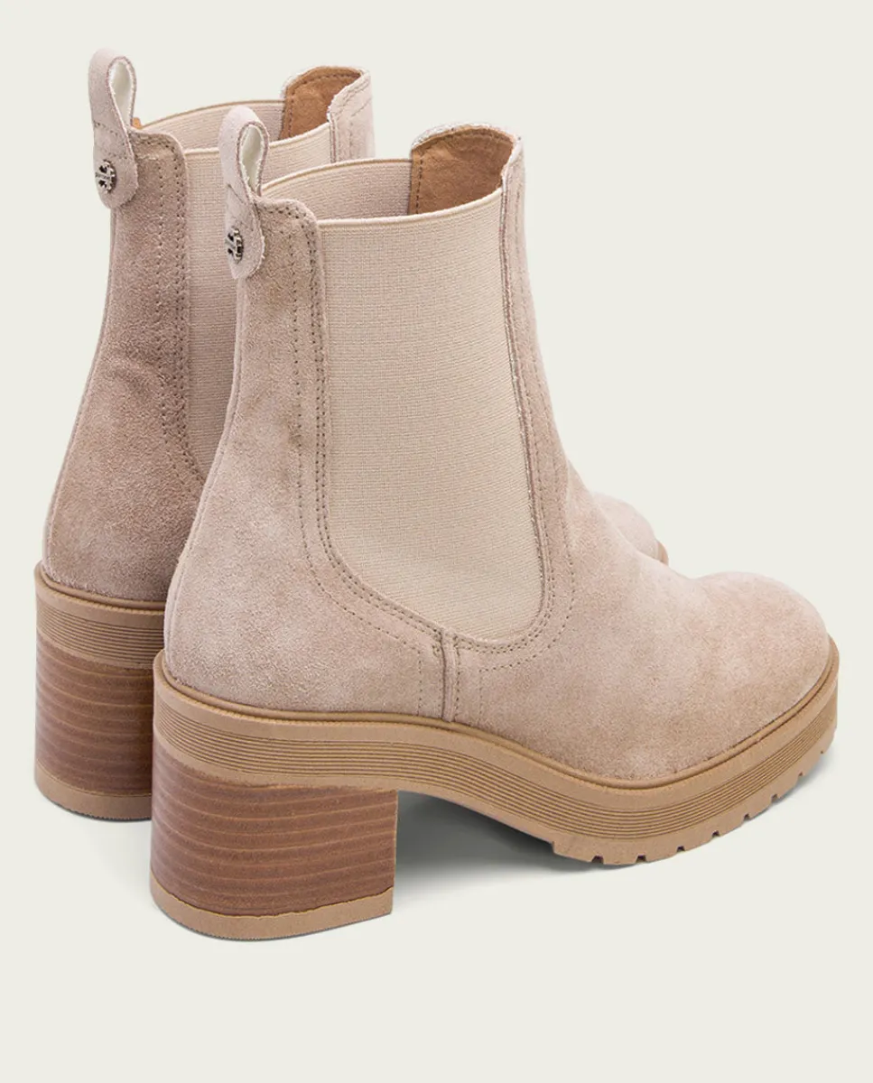 PORRONET Botines De Tacón Arena Con Elasticos Rea New