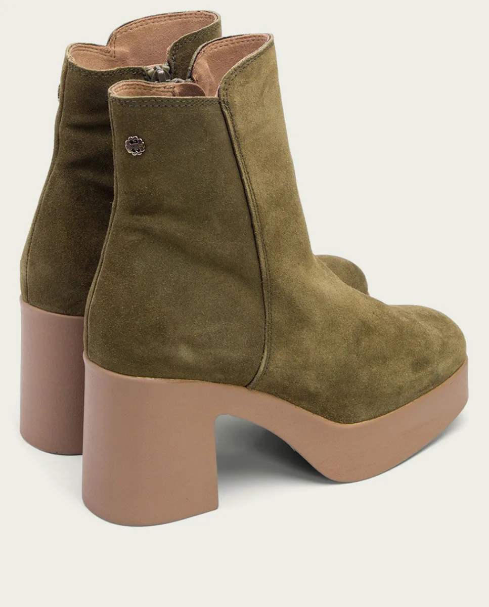 PORRONET Botines De Tacón Kaki Con Cremallera Leta Hot
