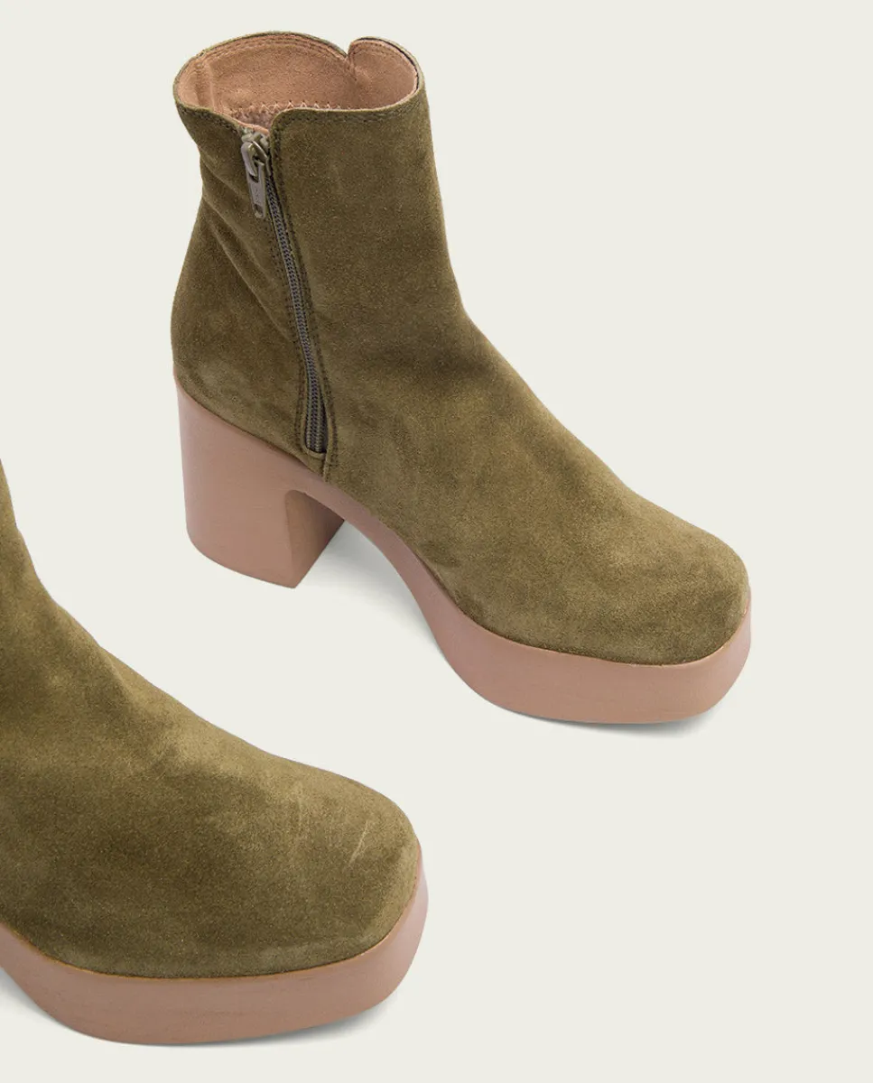 PORRONET Botines De Tacón Kaki Con Cremallera Leta Hot