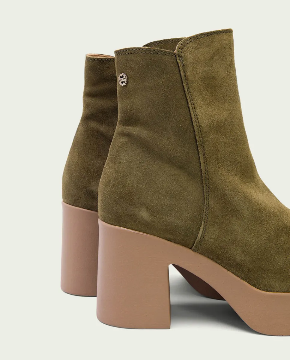 PORRONET Botines De Tacón Kaki Con Cremallera Leta Hot