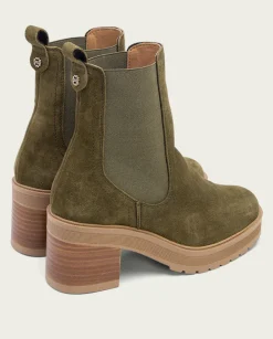 PORRONET Botines De Tacón Kaki Con Elasticos Rea Cheap