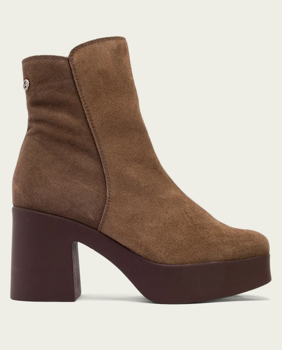 PORRONET Botines De Tacón Moka Con Cremallera Leta Outlet