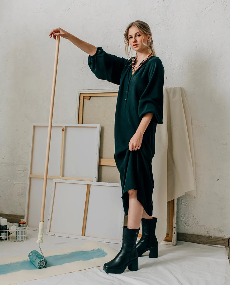 PORRONET Botines De Tacón Negro Con Cremallera Lana Best Sale