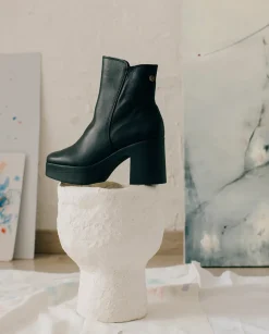 PORRONET Botines De Tacón Negro Con Cremallera Lia New