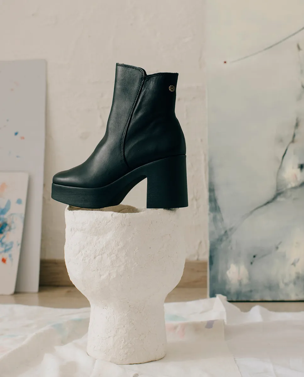 PORRONET Botines De Tacón Negro Con Cremallera Lia New