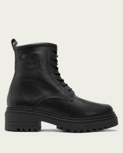 PORRONET Botines Piel Negros Acordonados Simona Cheap