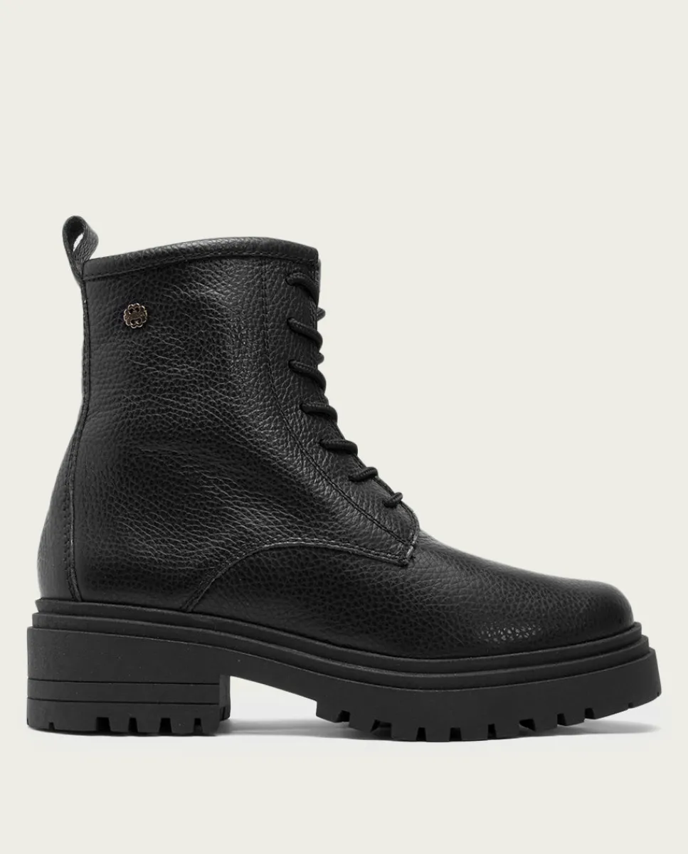 PORRONET Botines Piel Negros Acordonados Simona Cheap