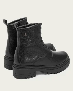 PORRONET Botines Piel Negros Acordonados Simona Cheap