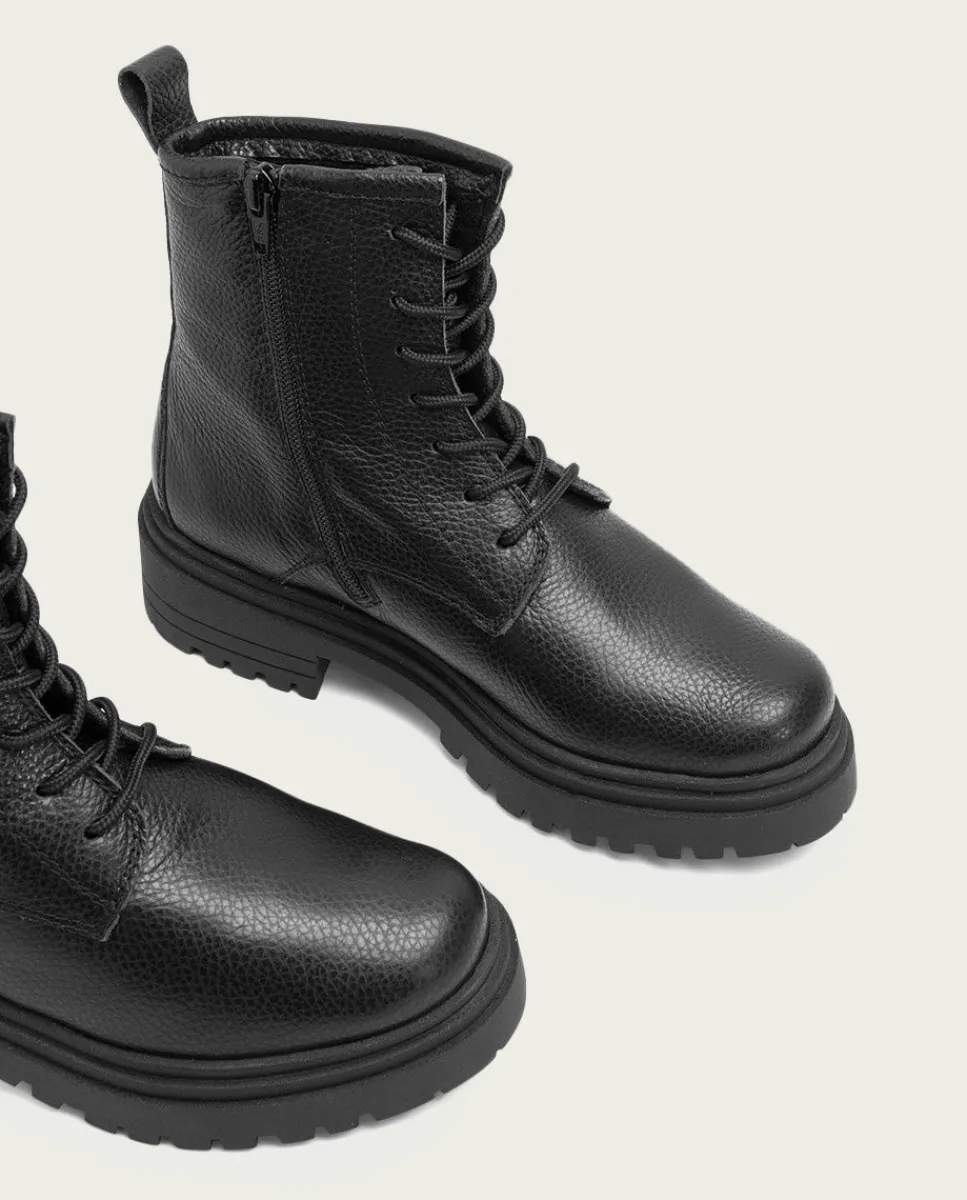 PORRONET Botines Piel Negros Acordonados Simona Cheap