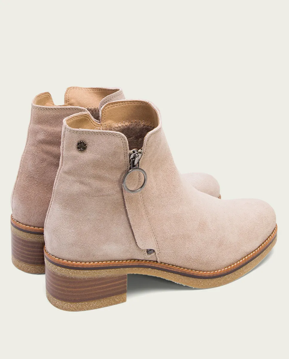 PORRONET Botines Planos Arena Con Cremallera Poppy Sale