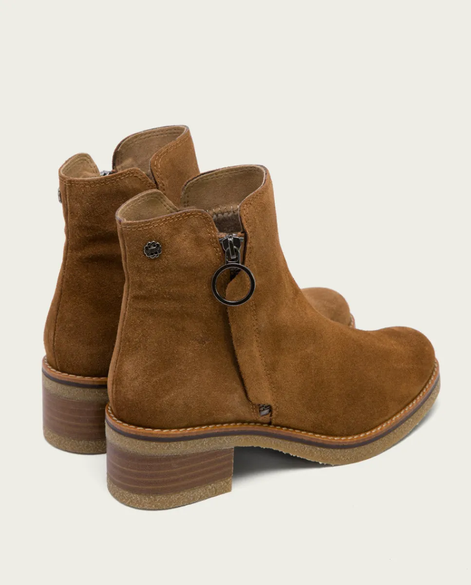 PORRONET Botines Planos Cuero Con Cremallera Poppy Hot