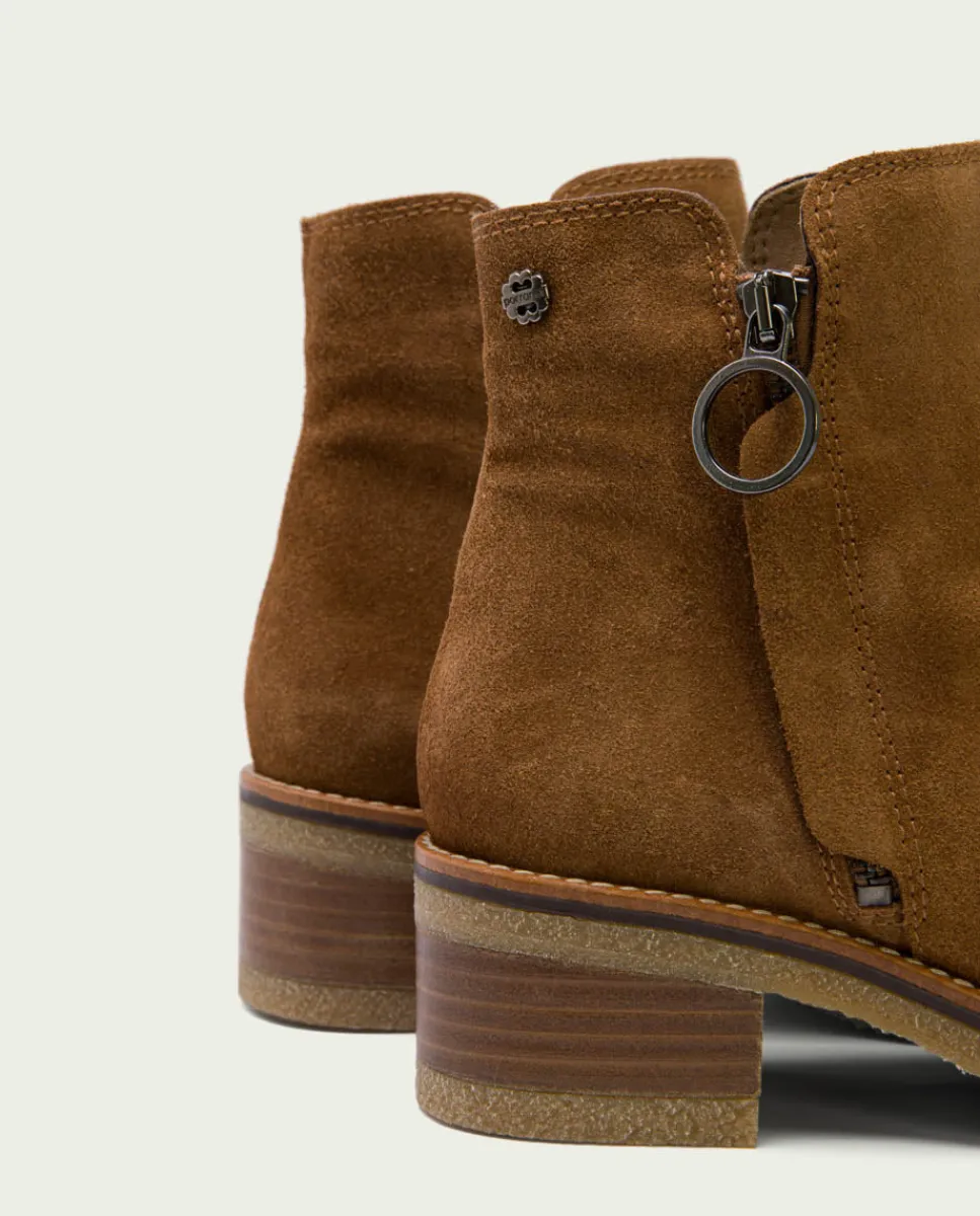 PORRONET Botines Planos Cuero Con Cremallera Poppy Hot