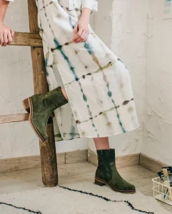 PORRONET Botines Planos Kaki Con Cremallera Palma Sale