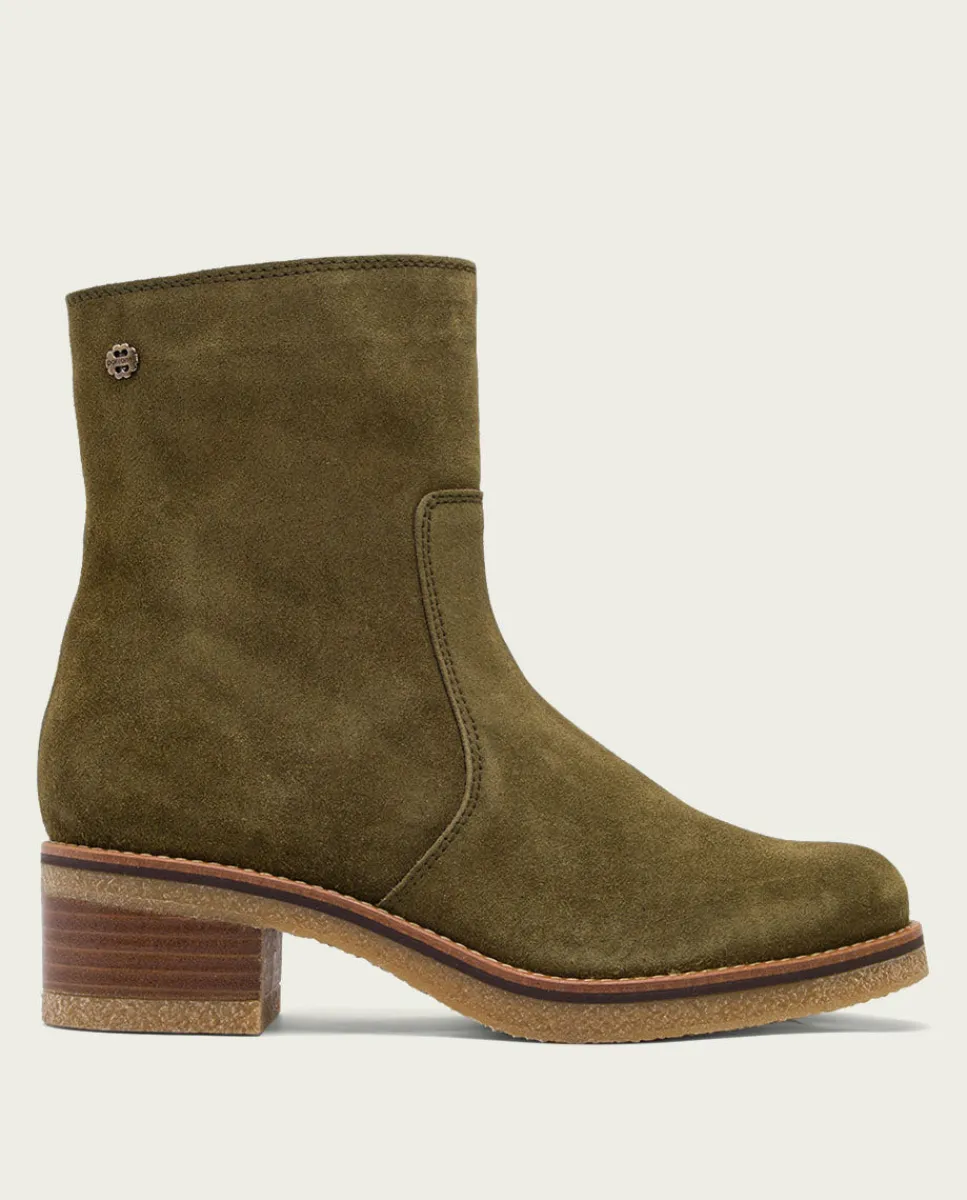 PORRONET Botines Planos Kaki Con Cremallera Palma Sale