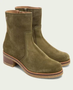 PORRONET Botines Planos Kaki Con Cremallera Palma Sale