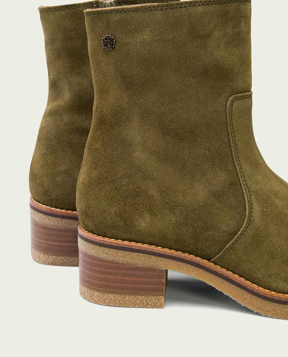 PORRONET Botines Planos Kaki Con Cremallera Palma Sale