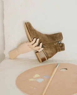 PORRONET Botines Planos Moka Con Cremallera Poppy Sale