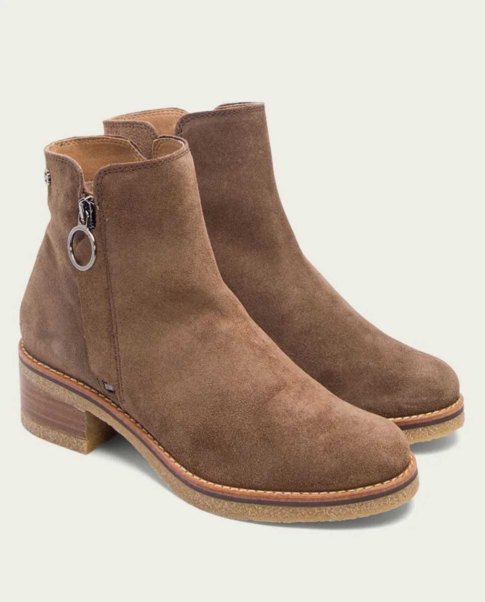 PORRONET Botines Planos Moka Con Cremallera Poppy Sale