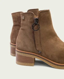 PORRONET Botines Planos Moka Con Cremallera Poppy Sale