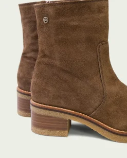 PORRONET Botines Planos Moka Con Cremallera Palma Outlet