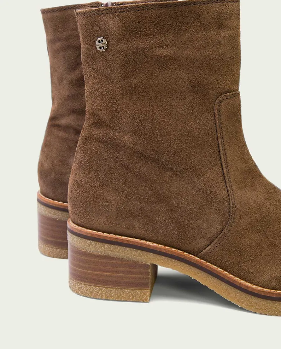 PORRONET Botines Planos Moka Con Cremallera Palma Outlet