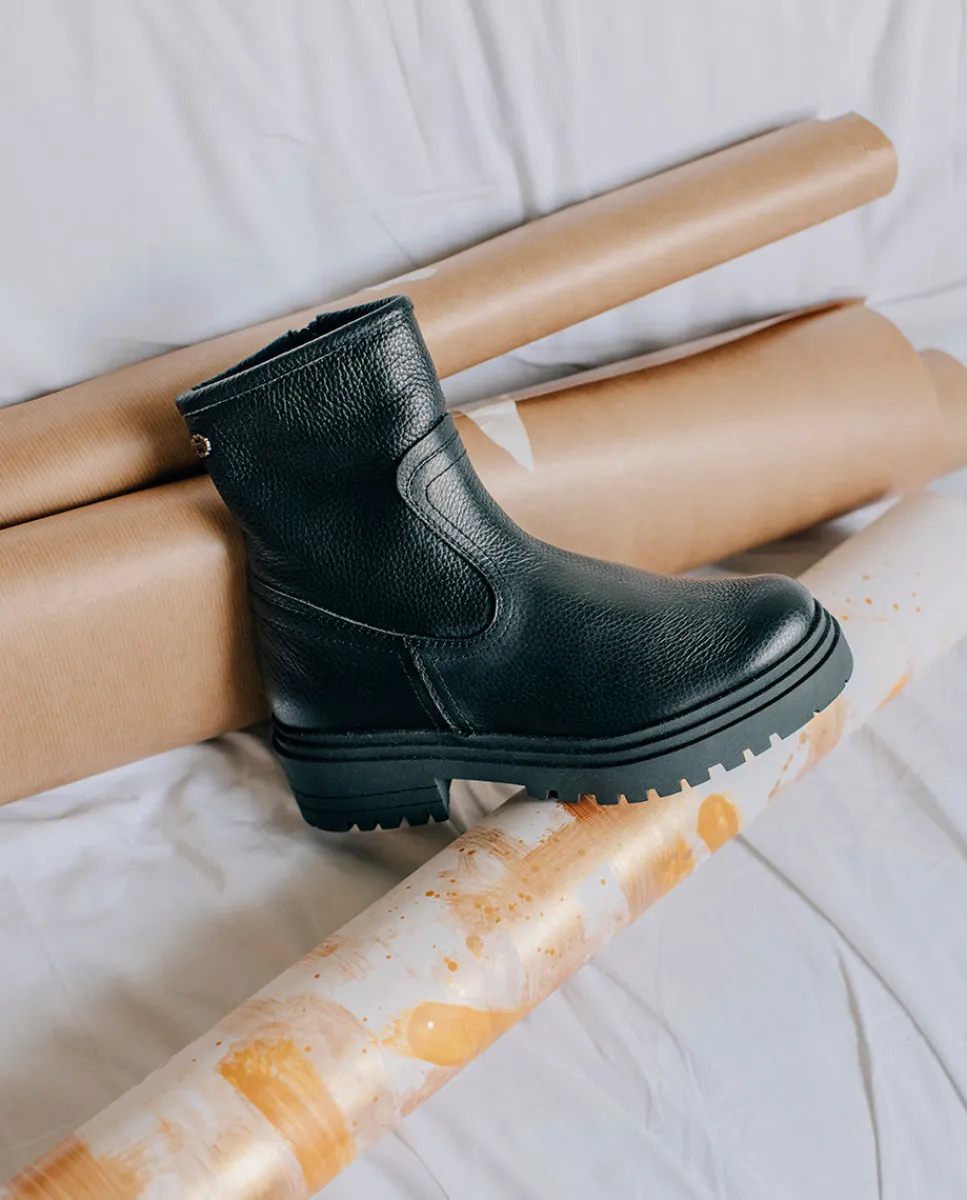 PORRONET Botines Planos Negros Con Cremallera Shani Store