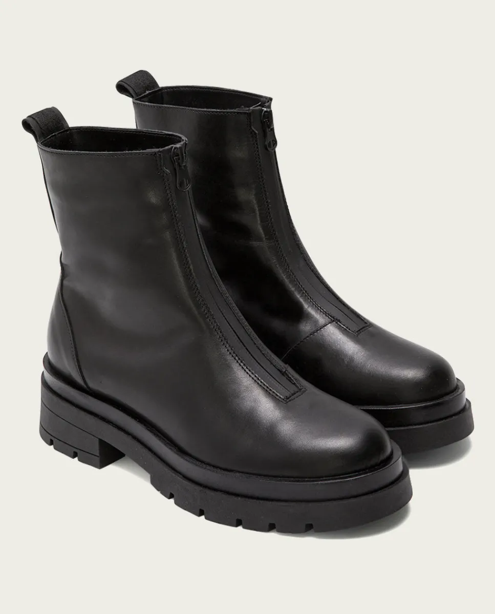 PORRONET Botines Planos Track Negros Con Cremallera Denisse Best