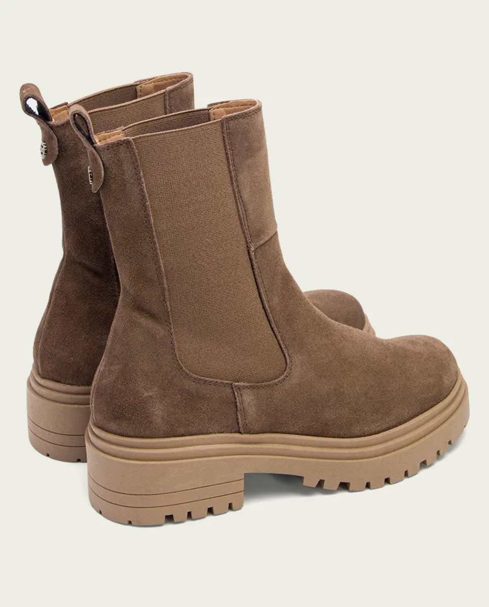 PORRONET Botines Serraje Moka Con Elasticos Sibila Best